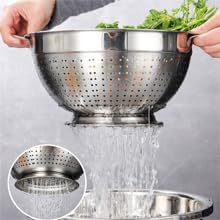 Stainless Steel Colander Mesh Metal Strainer Pasta Rice 5-Quart Strainer Dishwasher Safe