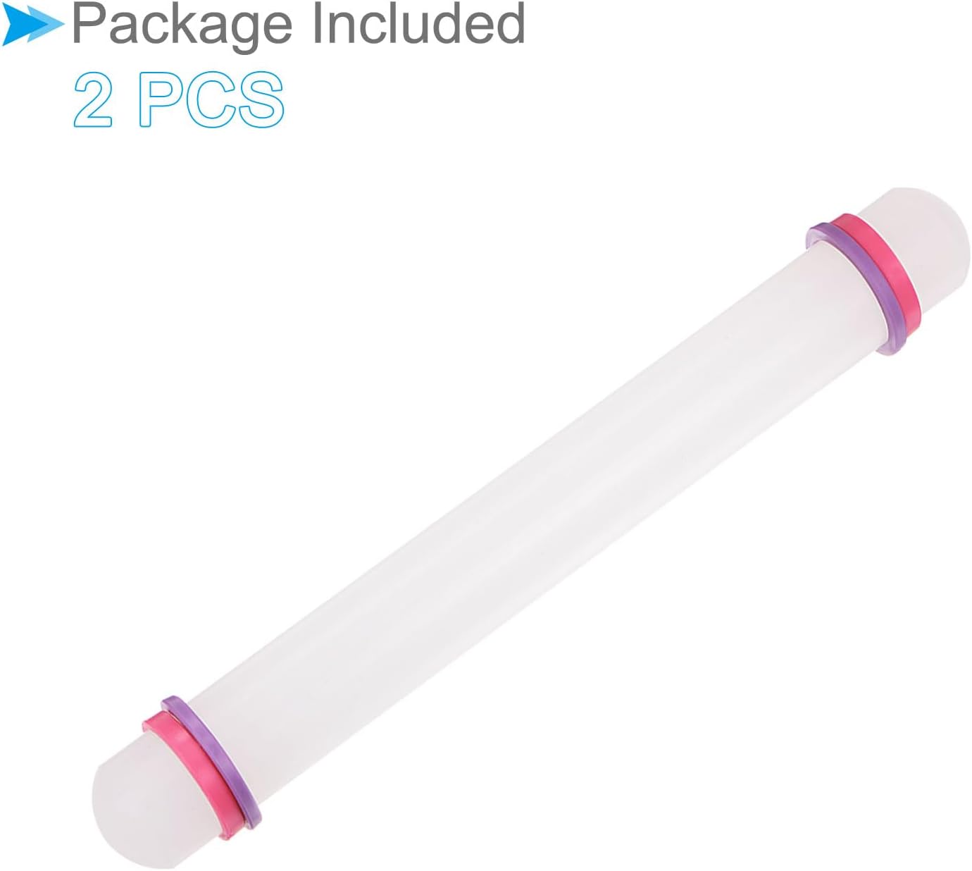 Fondant Rolling Pin, 9" Length, PP Plastic Non-Stick Guide Rings Fondant Roller Dough Roller - (Applications: for Baking DIY), 2-Pieces