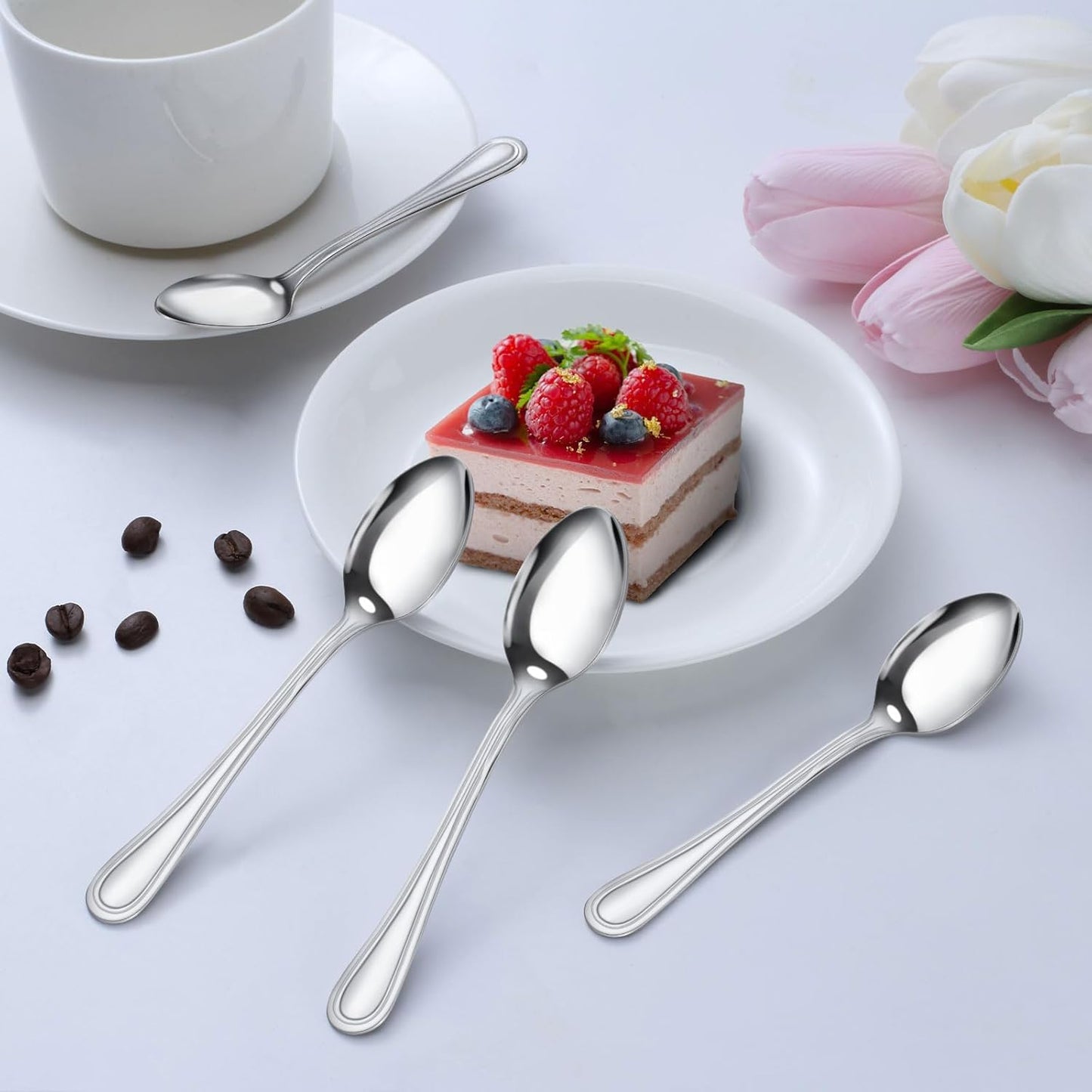 Coffee Spoons, 24-piece Espresso Spoons, 4.7-inch Stainless Steel Small Spoons for Coffee, Hot Tea, Desserts and Appetizers, Demitasse Spoon for Coffee Bar, Dishwasher Safe