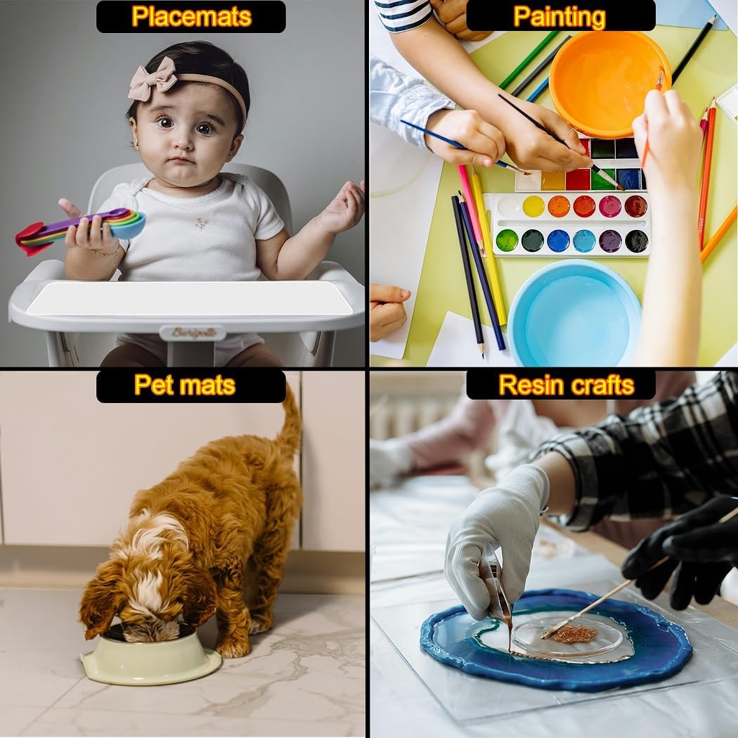 Silicone Mat - Non-Stick, Reusable & Heat Resistant Up to 500°F, Fits Resin Crafts, Dishwasher Safe for Baking, Cookies, Pastry (36” x 24”Black)