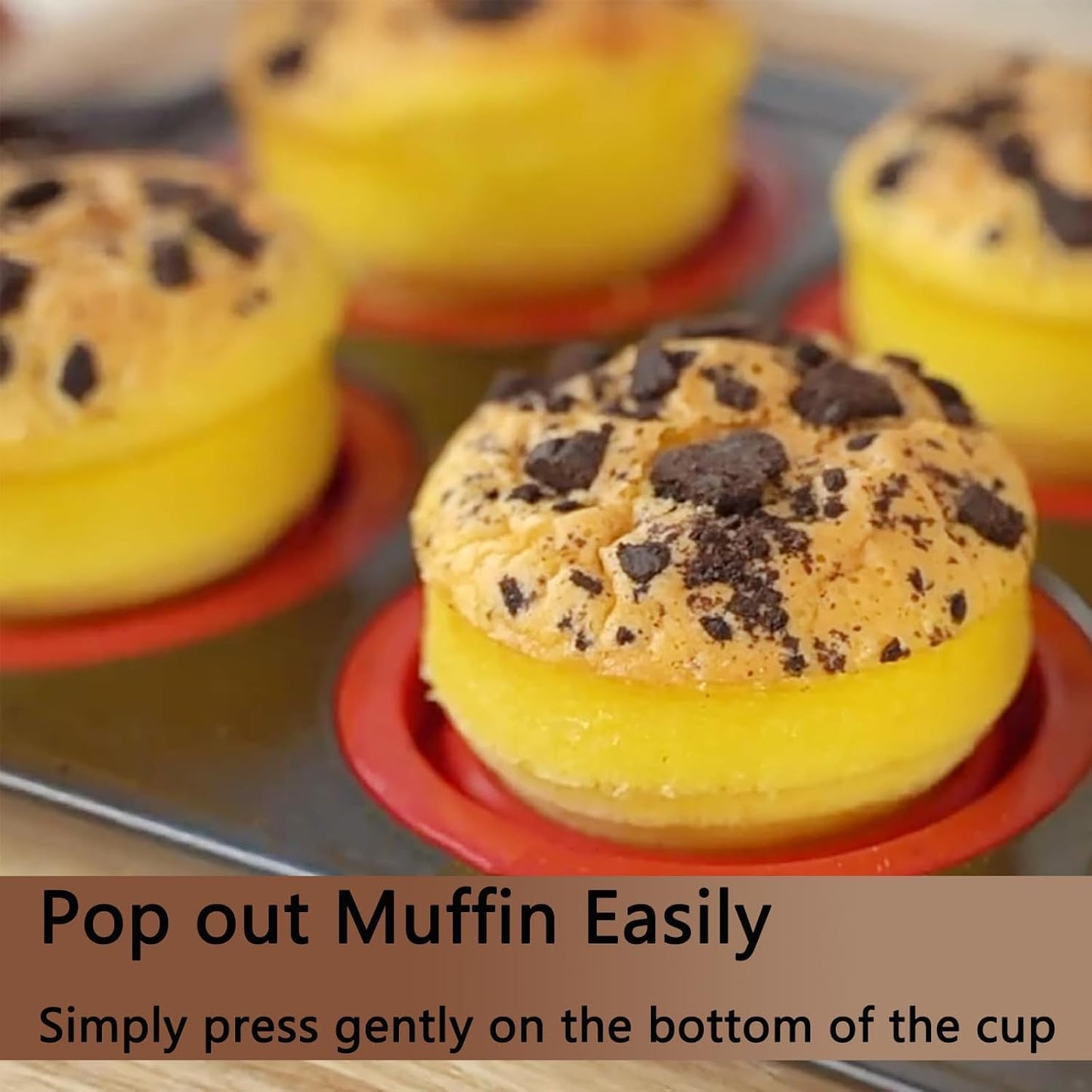 Silicone Muffin Pan with Metal Frame, Egg Bite Maker Silicone Molds for Baking, Cupcake Pans 12 Regular Size, Muffin Tins Easy to Pop Nonstick Non Toxic Bakeware for Oven (Yellow)