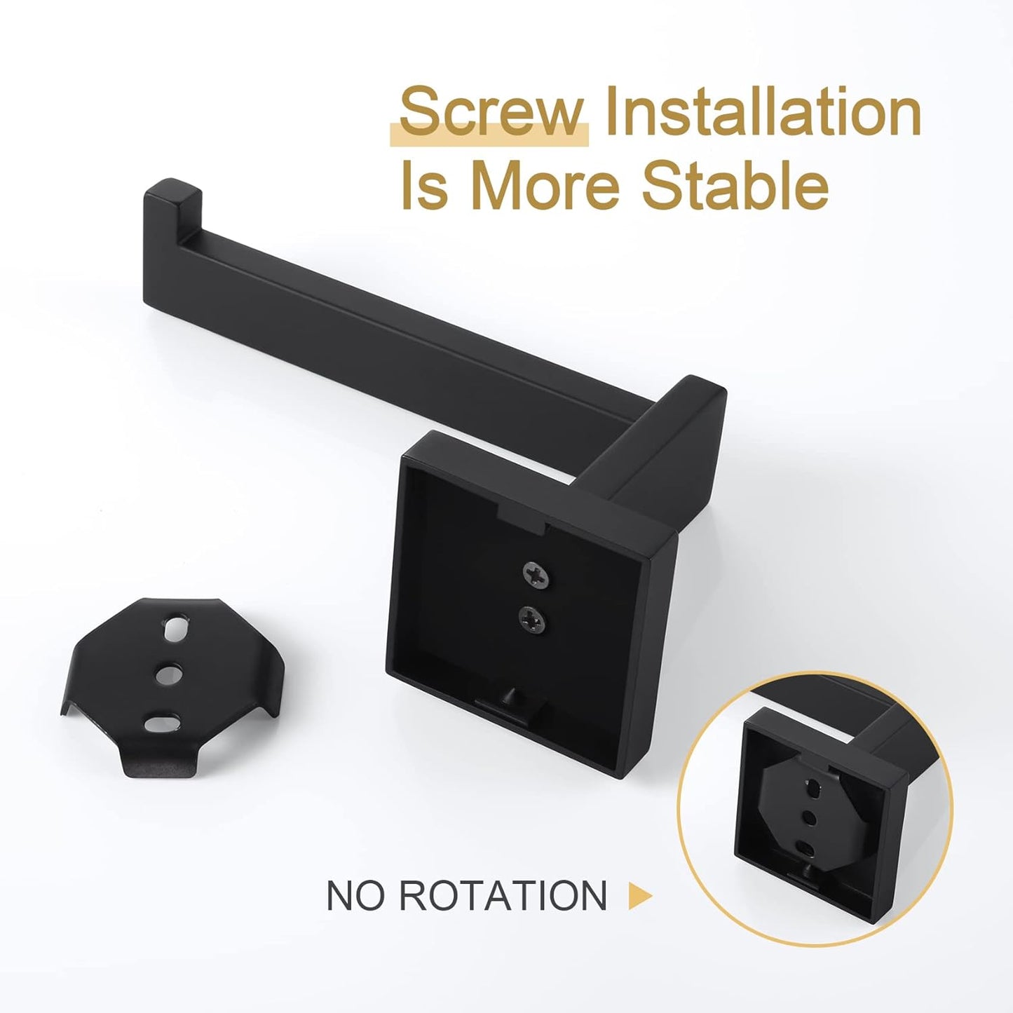 KOKOSIRI Black Toilet Paper Holders Bathroom Toilet Paper Roll Holder SUS304 Stainless Steel Contemporary Wall Mounted, 2 Pack, B2003BK-P2