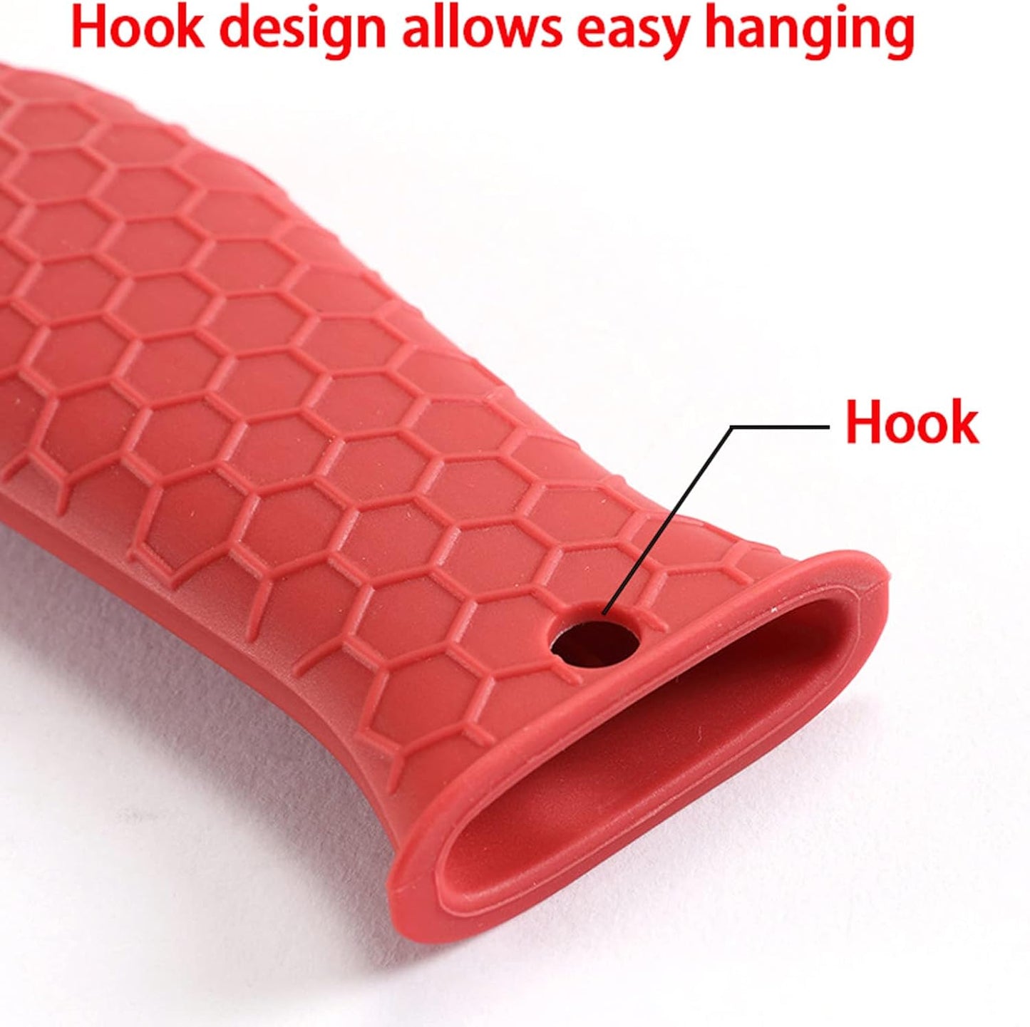 8 Pieces Silicone Hot Tool Holder Heat Resistant Potholder Cookware Handle Non Slip Rubber Pot Holders Handles Grip Covers for Cast Iron Skillet Silicone Cooking Kitchen Suits (Red)