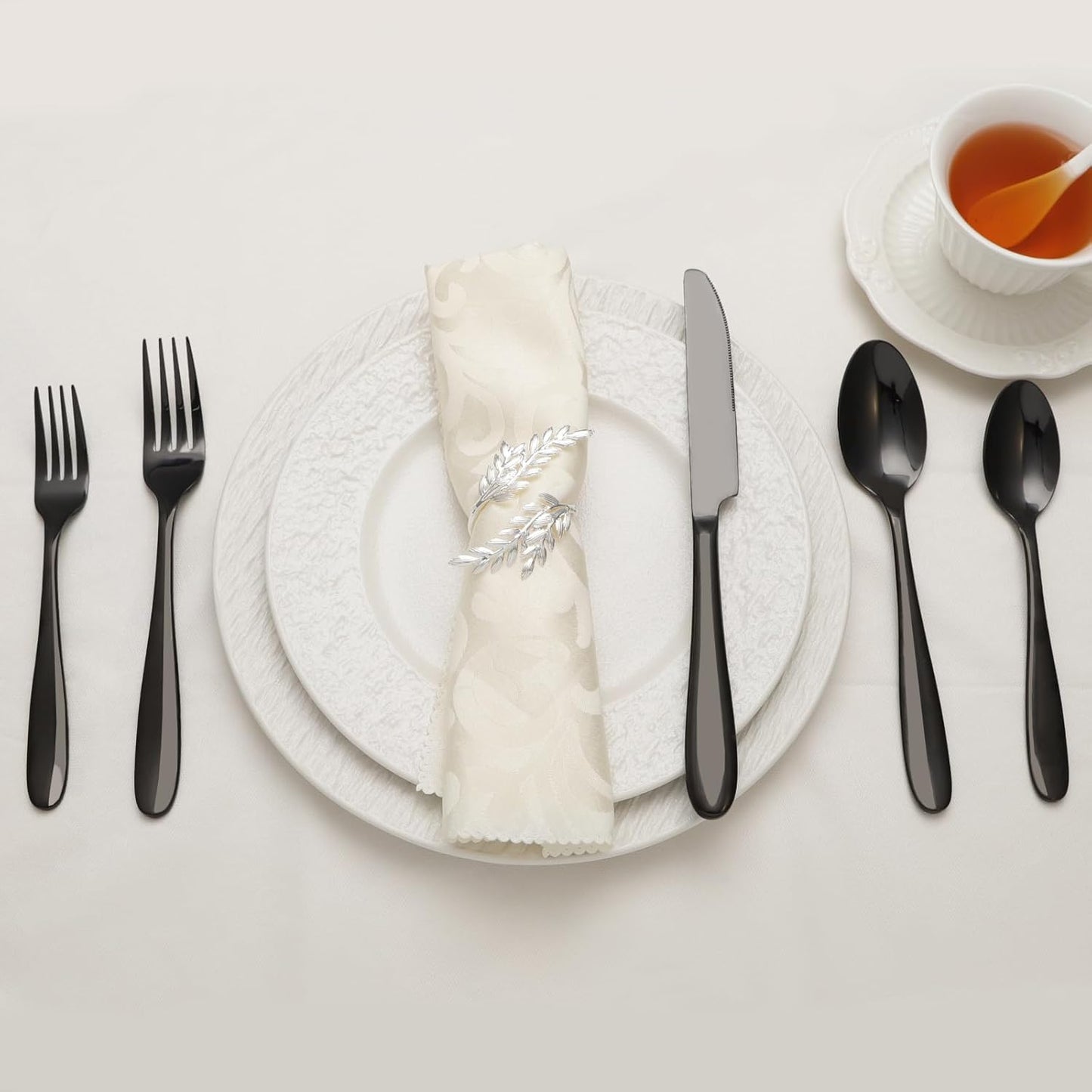 40-Piece Black Silverware Set, Flatware Set for 8, Food-Grade Stainless Steel Tableware Cutlery Set, Mirror Finished Utensil Sets for Home Restaurant, Forks Spoons and Knives Set, Dishwasher Safe