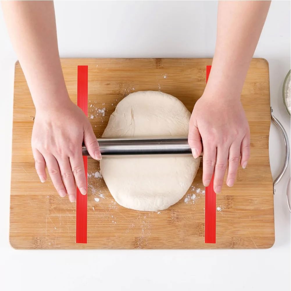 Silicone Measuring Dough Strips - 6PCS Non-Stick Baking Thickness Guides for Even Pastry/Cookie/Fondant, Professional Measuring Rulers with Rolling Pin Guide, Kitchen Baking Tools
