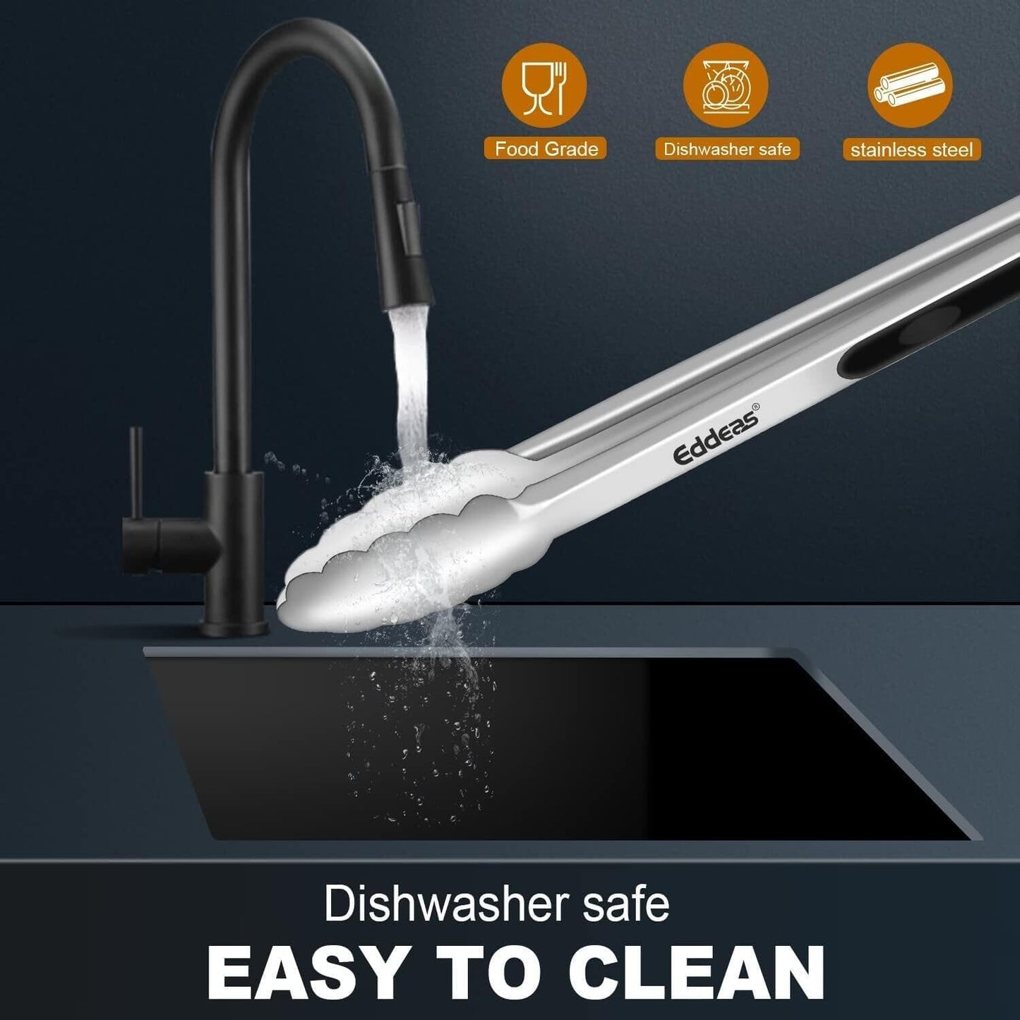 Kitchen Tongs - 9" and 12" Tongs for cooking, Heat Resistant 600 Degrees Stainless Steel Metal Tong and Non-Slip Handle - Perfect for Cooking, Salad and BBQ, Set of 2