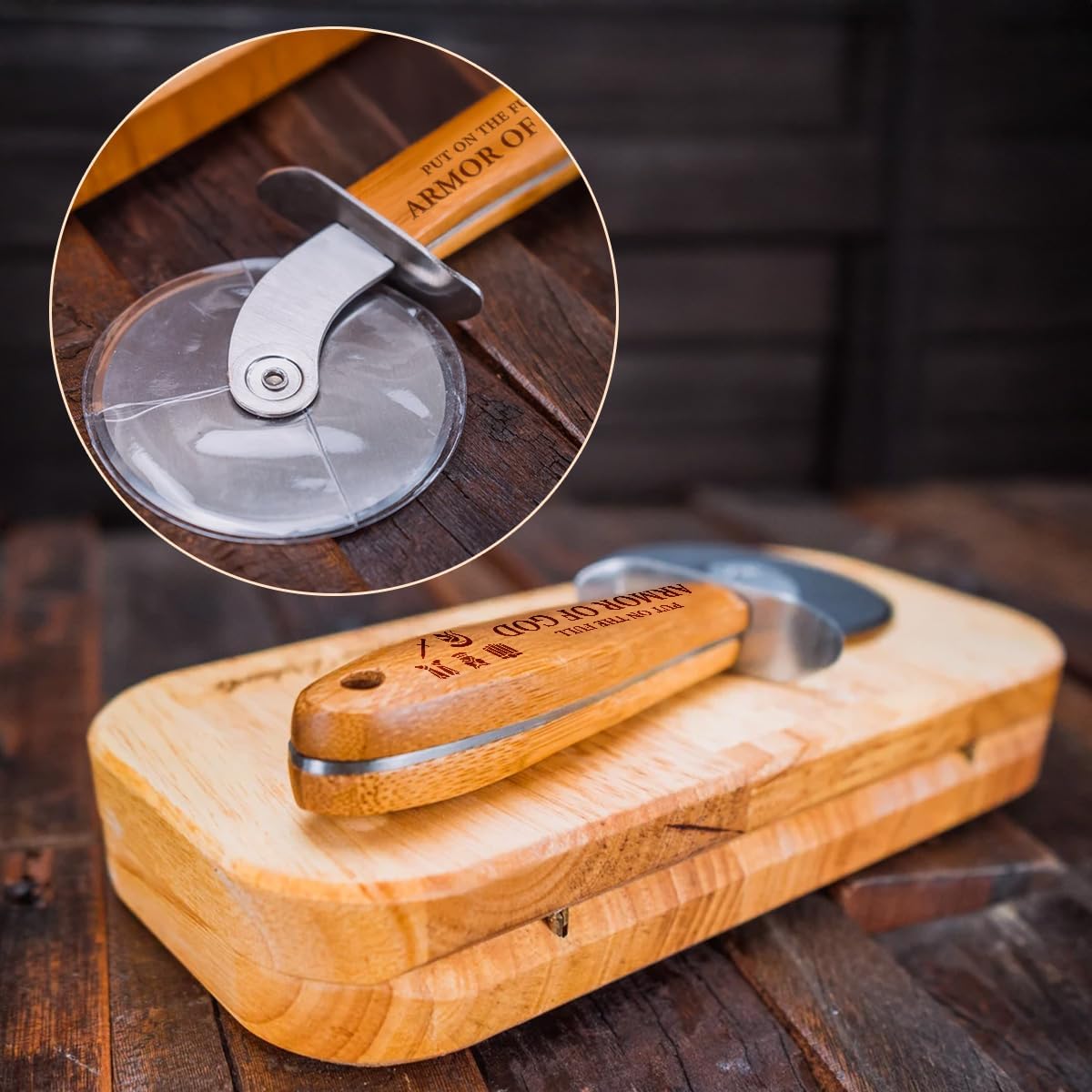 Pizza Cutter Wheel with Sharp Blade - Christian Gifts for Men, Women, Religious Gift for Husband, Birthday & Christmas Present (Armor Of God)