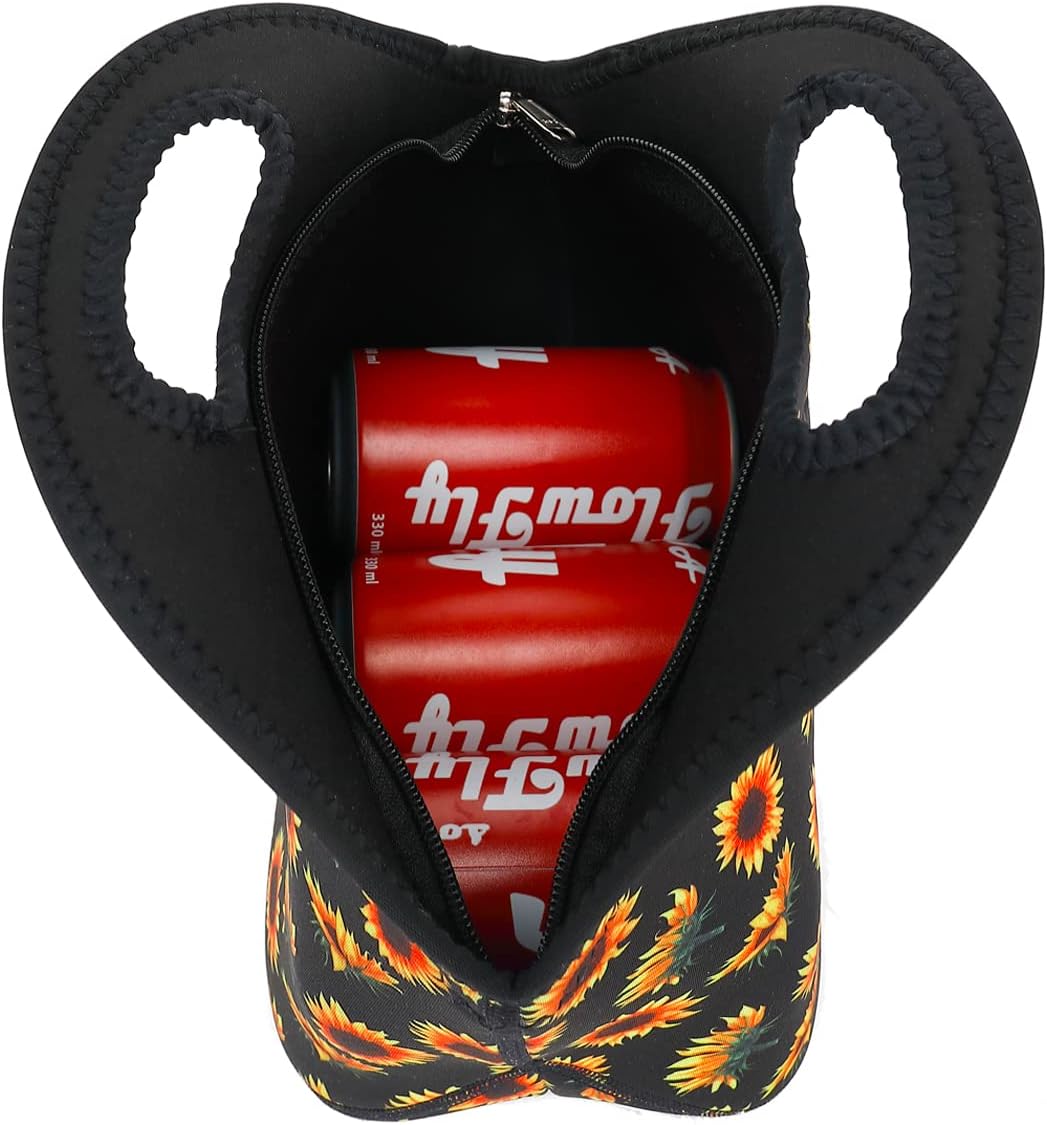 FlowFly Neoprene Lunch Tote Insulated Thermal Reusable Lunch Bag Box for Boys Men with Zipper (SunFlower)