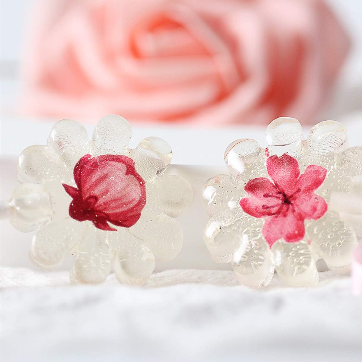 12 Capacity Silicone Cherry Blossoms Lollipop Mold Set, Sucker Molds and Chocolate Hard Candy Mold with 50pcs Lollipop Sucker Sticks, Candy Treat Bags, Gold Ties. (Cherry Blossoms Pink)