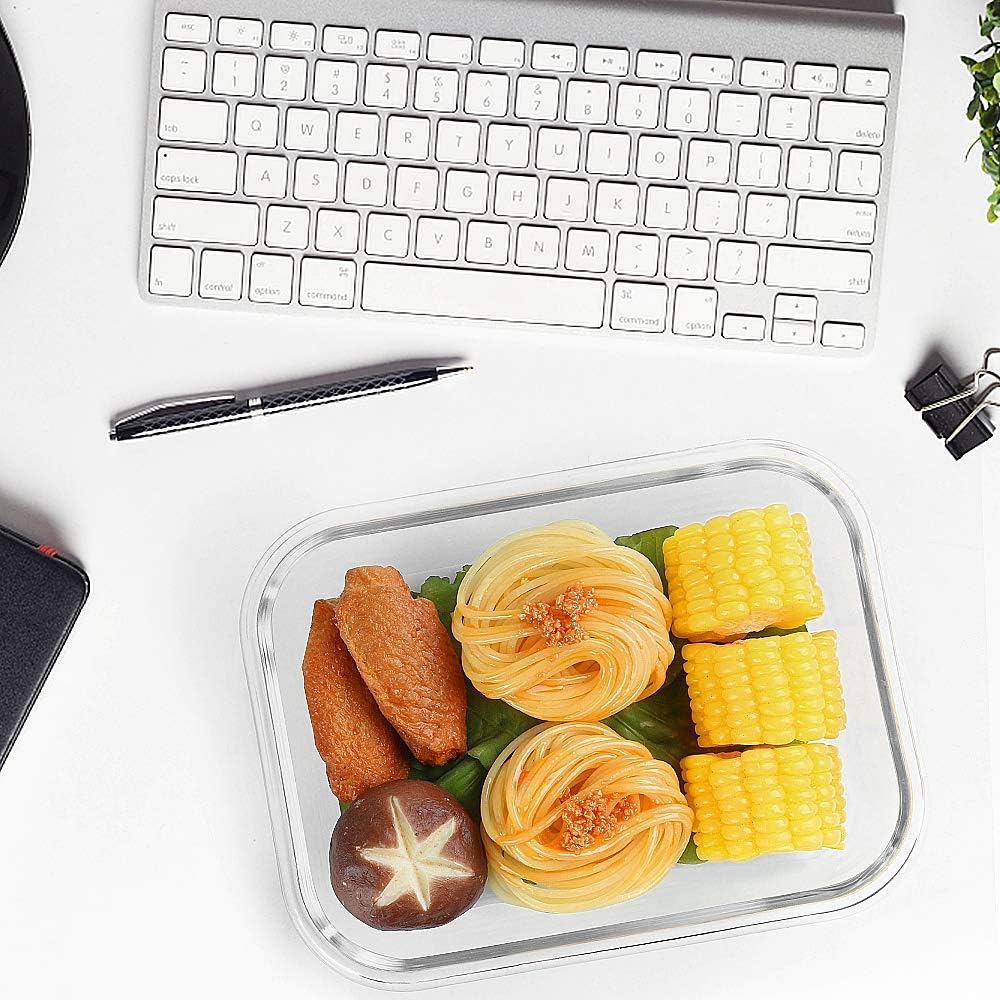 M MCIRCO [10-Pack,22 Oz Glass Meal Prep Containers,Glass Food Storage Containers with lids,Glass Lunch Containers,Microwave, Oven, Freezer and Dishwasher, White