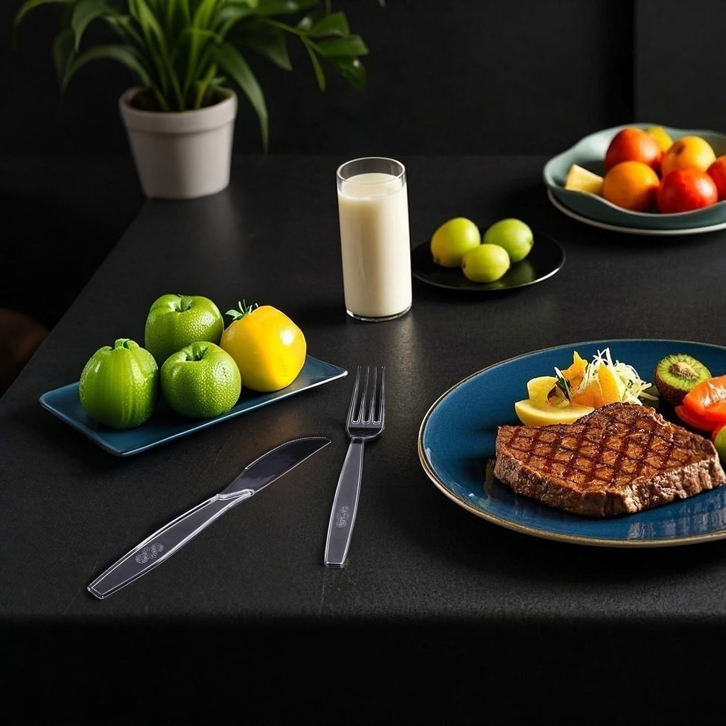 1000 Count Plastic Silverware Heavy Duty - 400 Forks, 400 Spoons, 200 Disposable Knives, BPA-Free, Disposable Plastic Cutlery Set, Plasticware Suitable for Party Everyday Use 