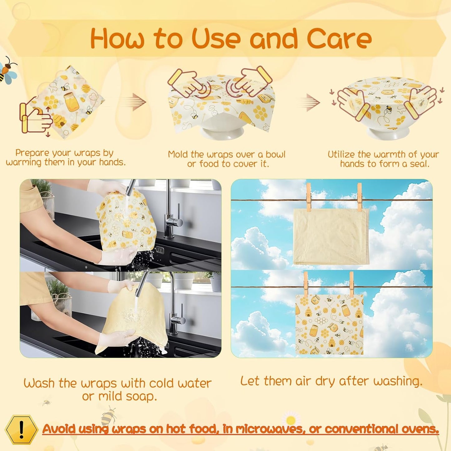 Reusable Beeswax Bread Bags & Food Wraps – Sustainable Kitchen Storage for Homemade Bread, Organic Cotton Bags for Fresh Food