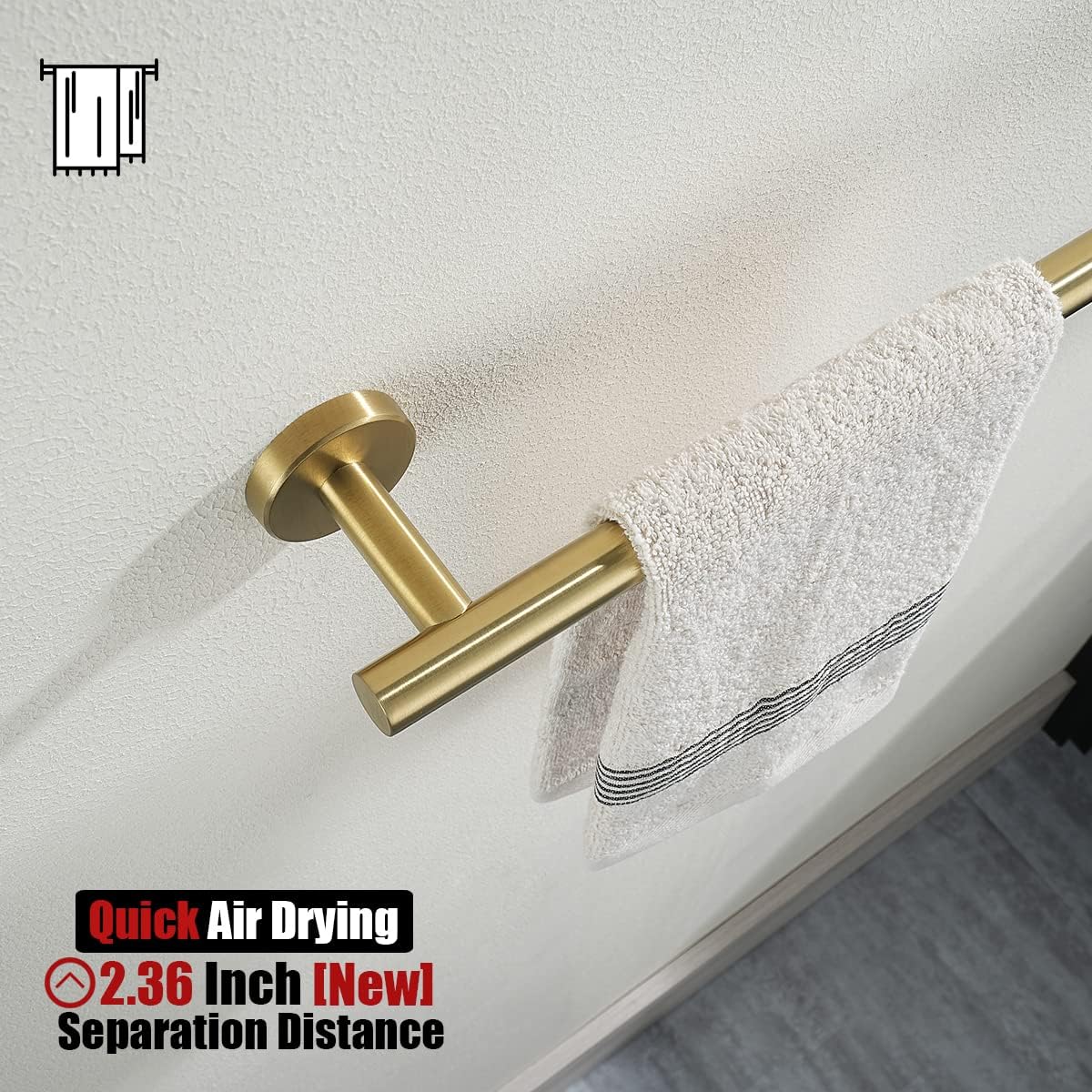 JQK Bath Towel Bar, 27 Inch Brushed Light Gold Towel Rack Bathroom, 304 Stainless Steel Thicken 0.8mm Towel Holder Wall Mount, Useable Length 24 Inch, TB110L24-BG