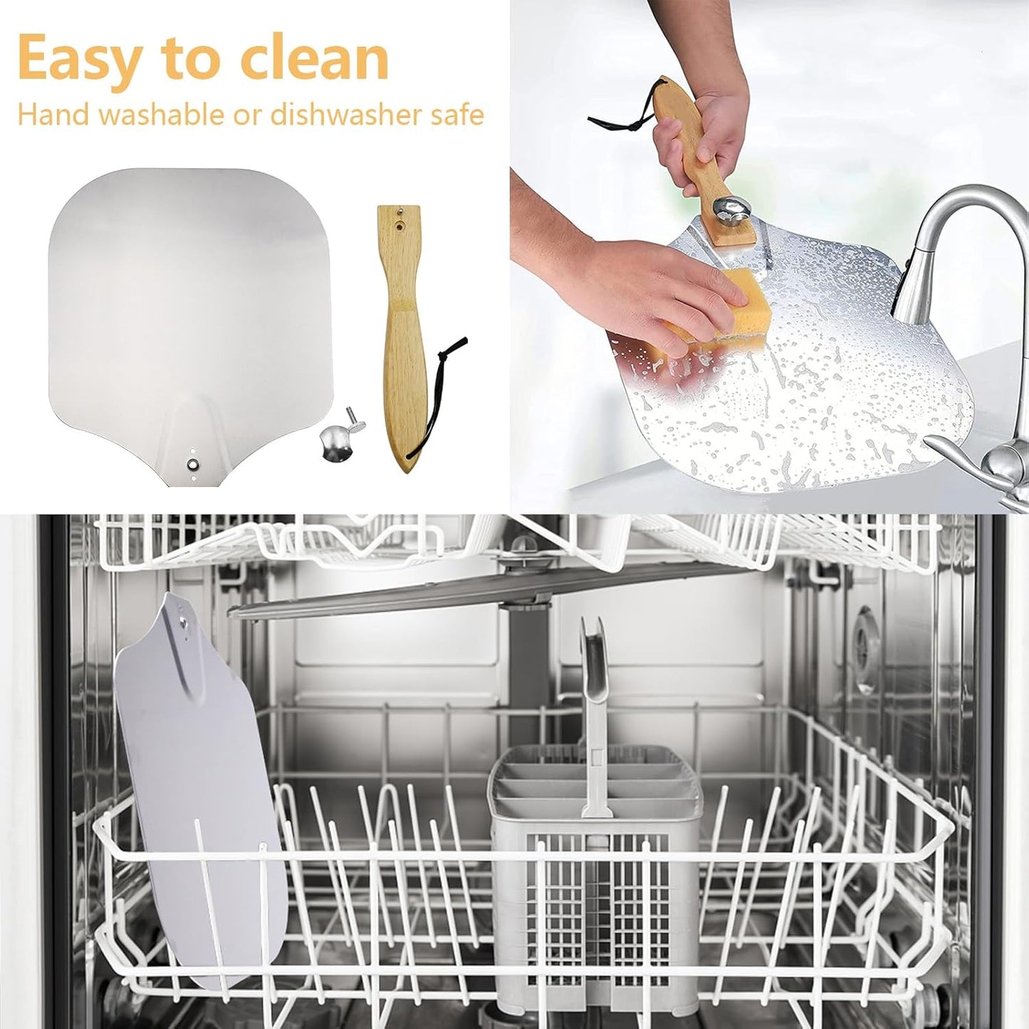 Luvan Aluminum Metal Pizza Peel with Foldable Wooden Handle,12x14 Inch Aluminum Pizza Peel,Pizza Paddle Foldable Pizza Spatula Paddle for Oven,Baking Homemade Bread