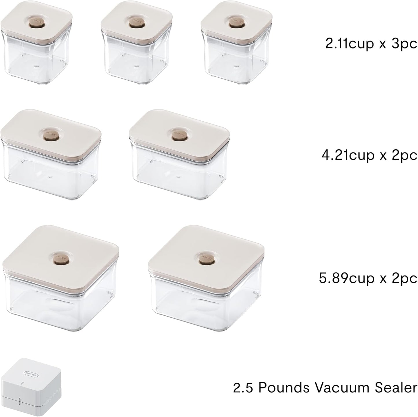 Premium Airtight Food Storage Container. Special Edition Mercury Color 8P/Set. 7pcs Container and Vacuum Sealer. Patented Double Silicone Lining, 100% Leak Proof, BPA-FREE