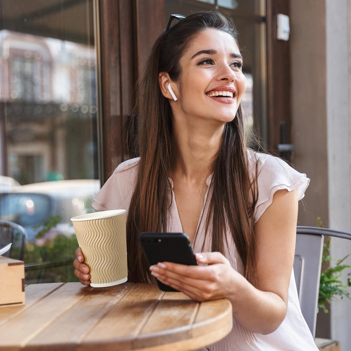 Foaincore 250 Pack 12 oz Paper Cups Bulk Disposable Ripple Insulated Ripple Wall Paper Coffee Kraft Hot Beverage Coffee Cups for Hot Beverage Cold Drinks Party