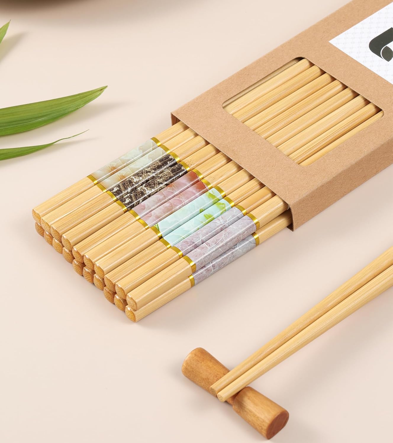 20Pairs Bamboo Chopstick Reusable Wooden Chop Sticks Washable Chinese Style 9.5Inch