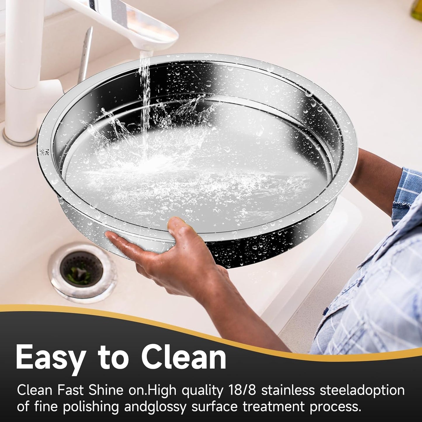 Chafing Dishes for Buffet, 6QT Round Stainless Steel Chafing Dish with Transparent Hydraulic Lid, 304 Food Pan, Buffet Warmer for Parties and Events (Golden)