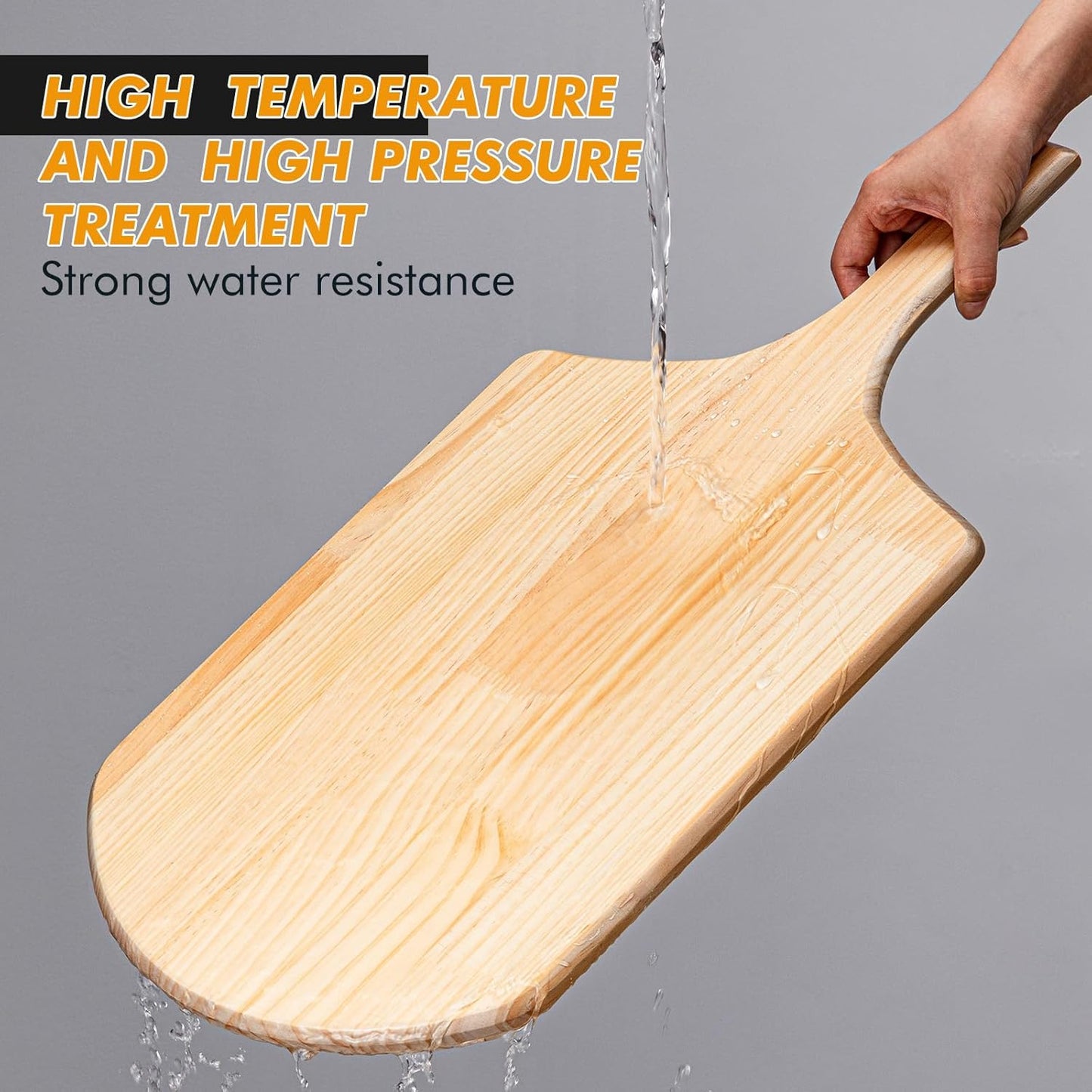 2 Pack Wooden Pizza Peel, 16 x 14 Inch Large Pizza Paddle Set with 8 Inch Wooden Handle for Oven, Stone, Pan or Grill, Spatula for Baking Bread and Cake - Indoor & Outdoor