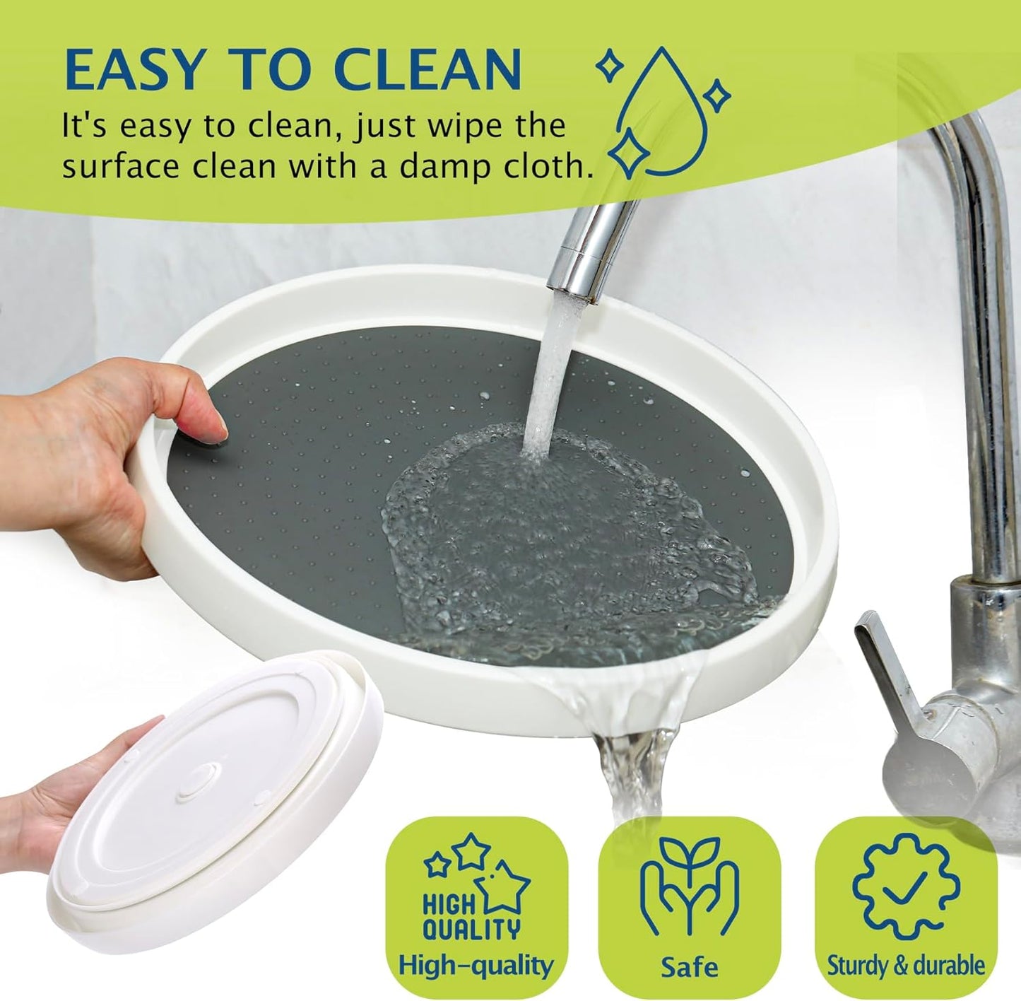 Set of 6, 12 Inch Non-Skid Lazy Susan Turntable, Lazy Susan Organizer for Cabinet, Pantry Organization, Kitchen Storage, Bathroom Sink Cabinet, Refrigerator, Countertop, Spice Rack (6 Pack 12 in)