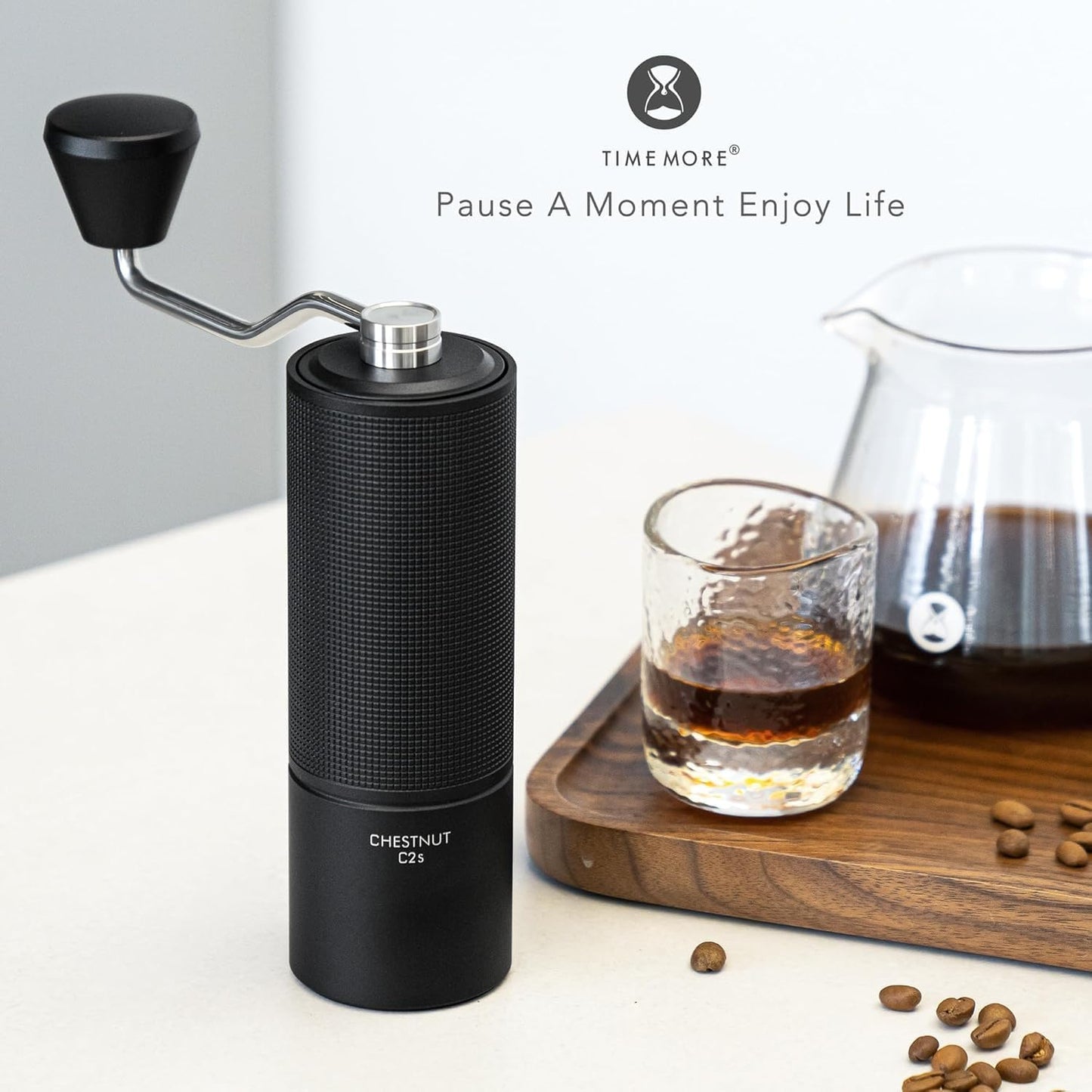 TIMEMORE Chestnut C2S Manual Coffee Grinder Capacity 25g with CNC Stainless Steel Conical Burr, Internal Adjustable Setting, Double Bearing Positioning, French Press Coffee for Hand Grinder