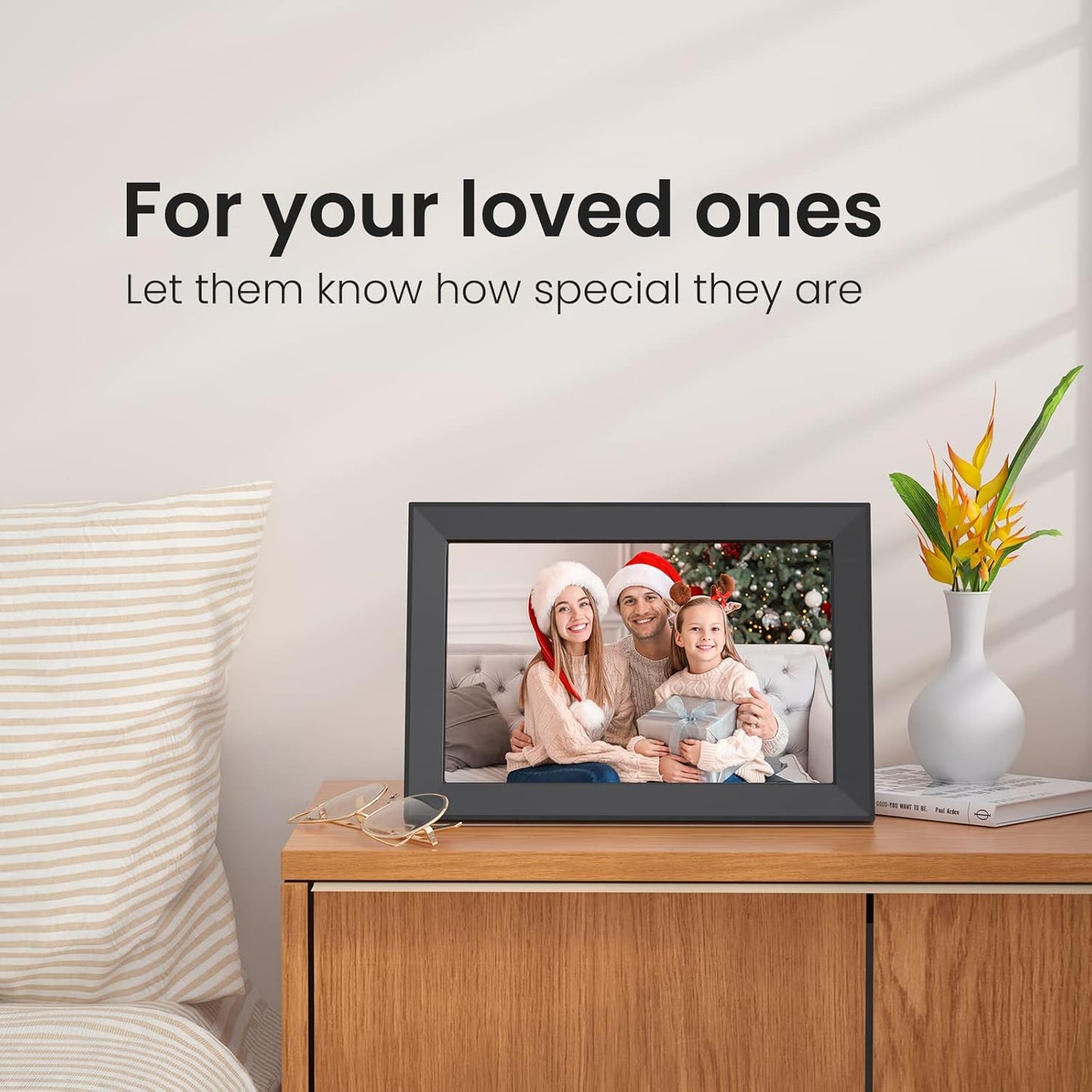 10.1 Inch Digital Picture Frame with 32GB Storage, Frameo WiFi Digital Photo Frame, 1280 * 800 IPS Touch Screen, Auto-Rotate Slideshow, Easy to Share Photo/Video via Free App