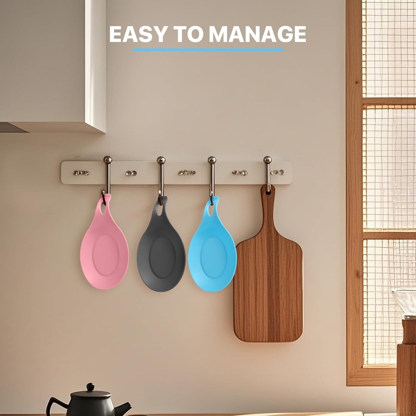 Spoon Rest for Stove Top, 3 Pack Large Silicone Spoon Holder for Kitchen Counter, Heat Resistant Cooking Spoon Holder, Microwave and Oven Safe (Pink, Grey, Blue)