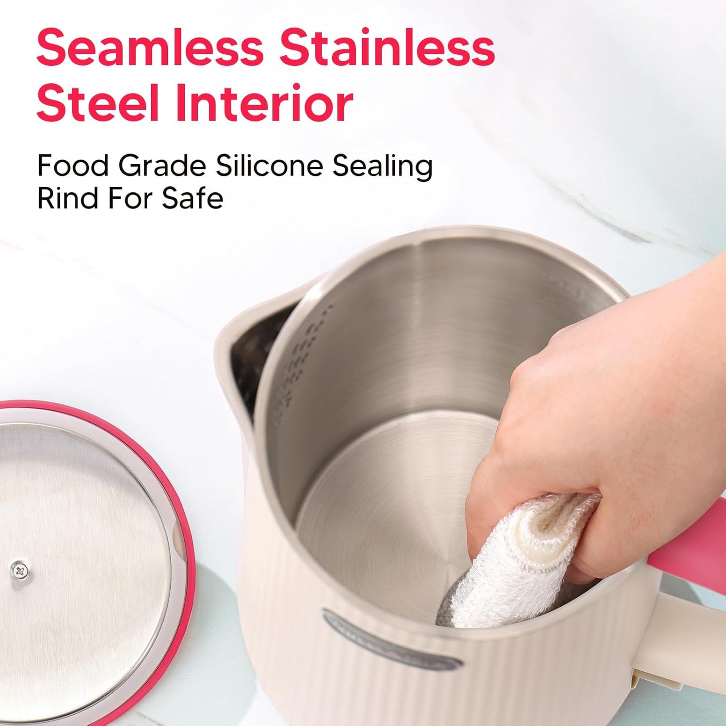 Nueve&Five 1.7L (57oz) Large Electric Kettle Perfect for 7+Cups of Tea and Coffee,2 quarts Double Wall Big Electric Tea Kettle,Auto Shut Off,1200W Hot Water Kettle Electric -Red