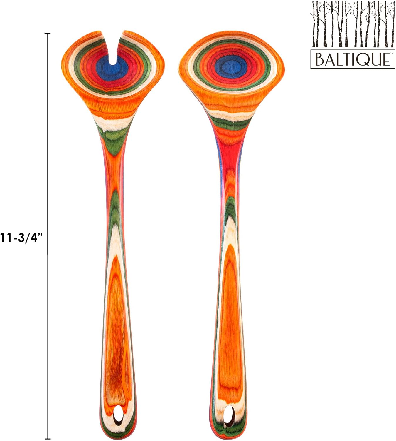 Totally Bamboo Baltique Marrakesh Collection Wooden Salad Serving Utensils Set, 11-3/4" Long