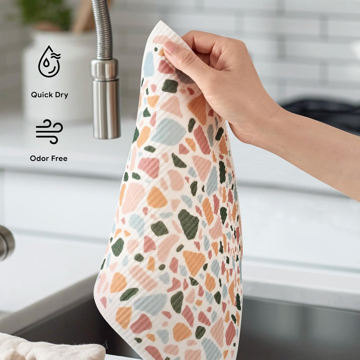 RECYCO Swedish Dishcloths for Kitchen | 4 Pack Oversized Washable Dish Rags | Large Cellulose Reusable Cleaning Paper Towels | Absorbent Counter Dish Cloth Sponge XL Kitchen Wipes, 12" L x 10" W