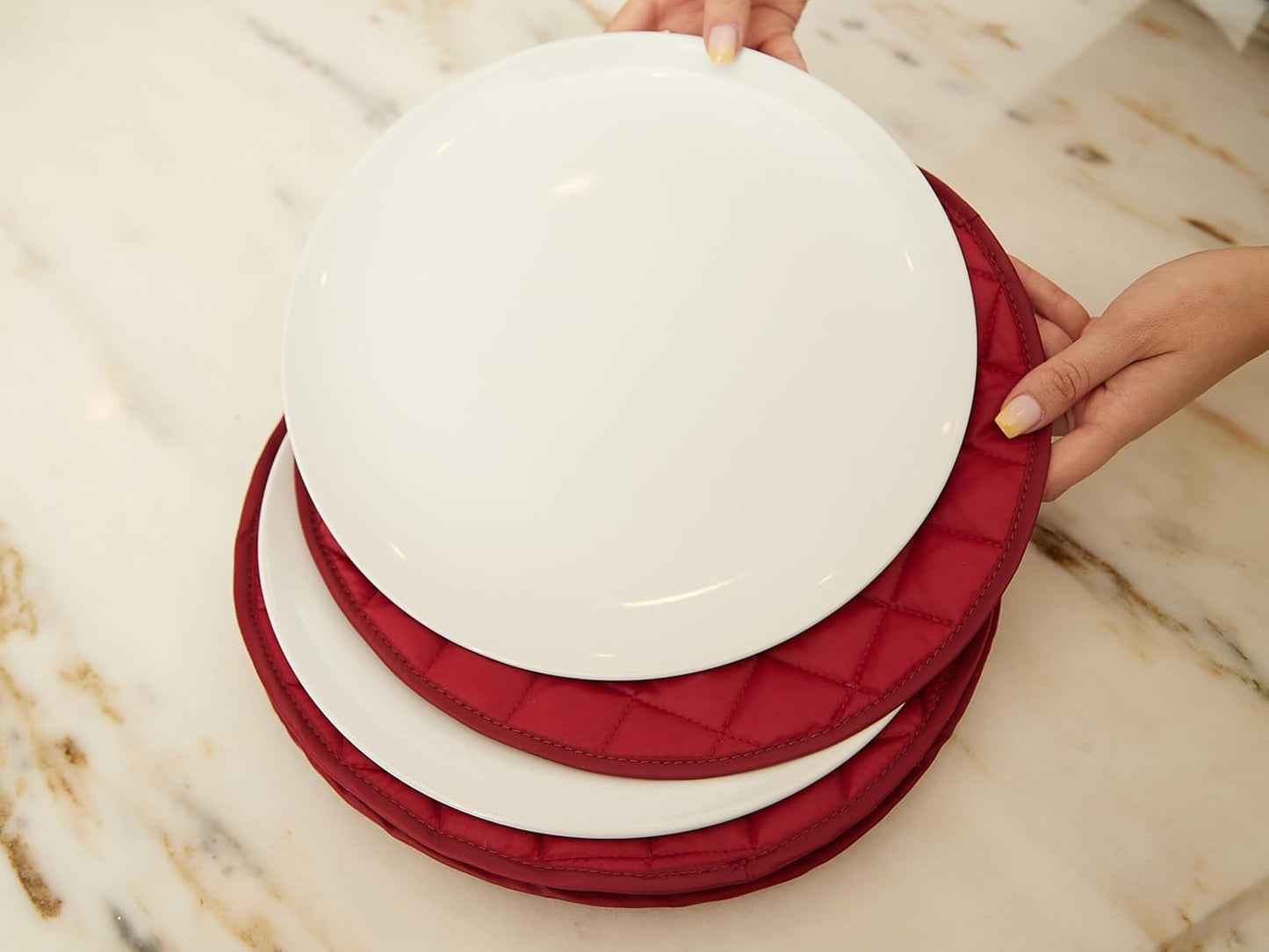 Covermates Keepsakes - Dish Storage - Padded Protection - ID Window - Stain Resistant - Machine Washable - China Storage, Red