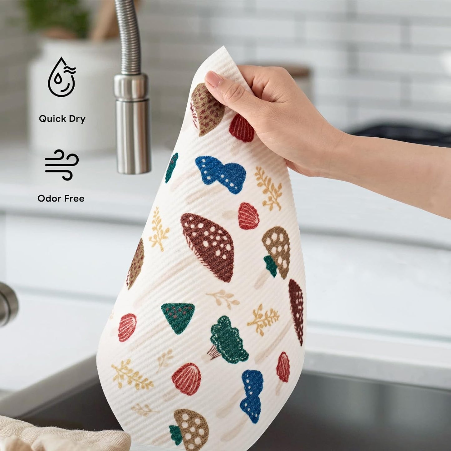 RECYCO Swedish Dishcloths for Kitchen | 4 Pack Oversized Washable Dish Rags | Large Cellulose Reusable Cleaning Paper Towels | Absorbent Counter Dish Cloth Sponge XL Kitchen Wipes, 12" L x 10" W
