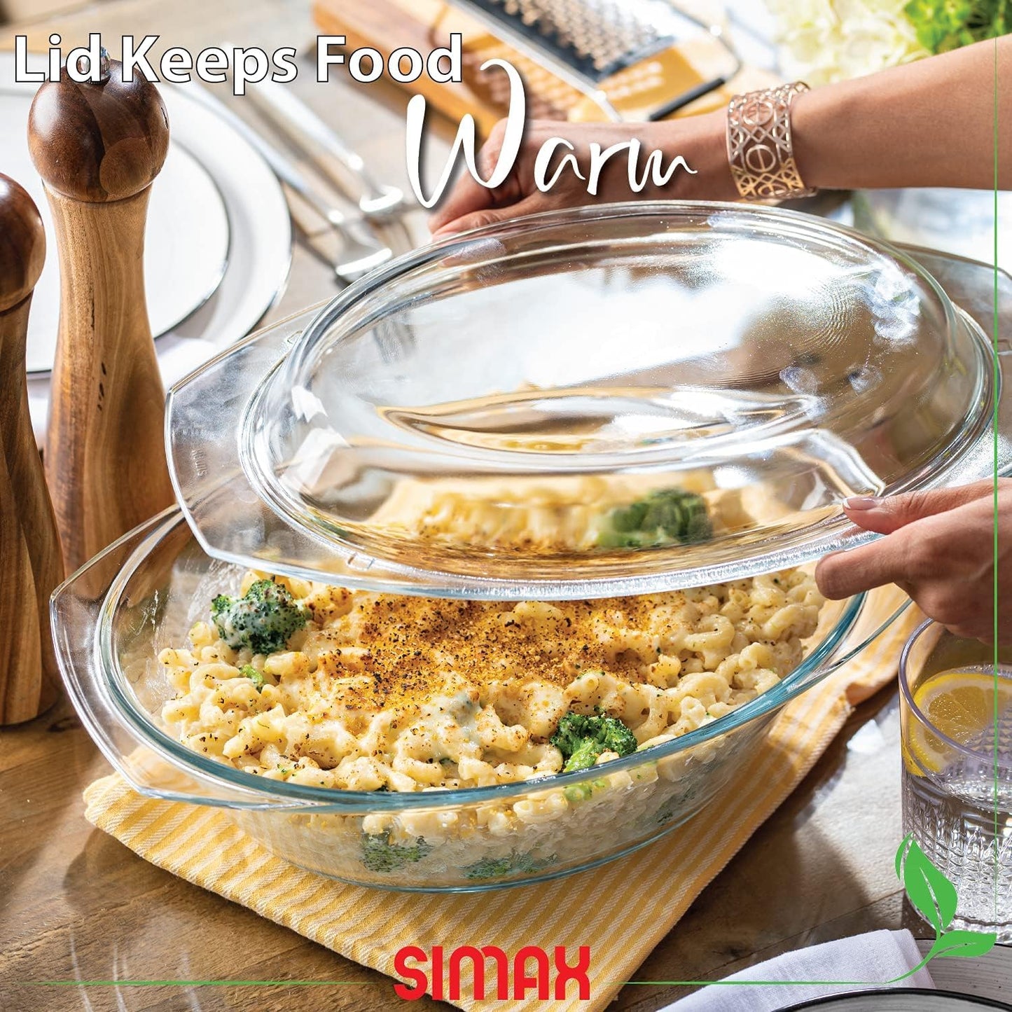 Simax Clear Glass Casserole Dish: Clear Glass Oval Casserole Dish with Lid and Handles Covered Bowl for Cooking, Baking, Serving, etc. Microwave, Dishwasher, and Oven Safe Cookware – 2.5 Quart