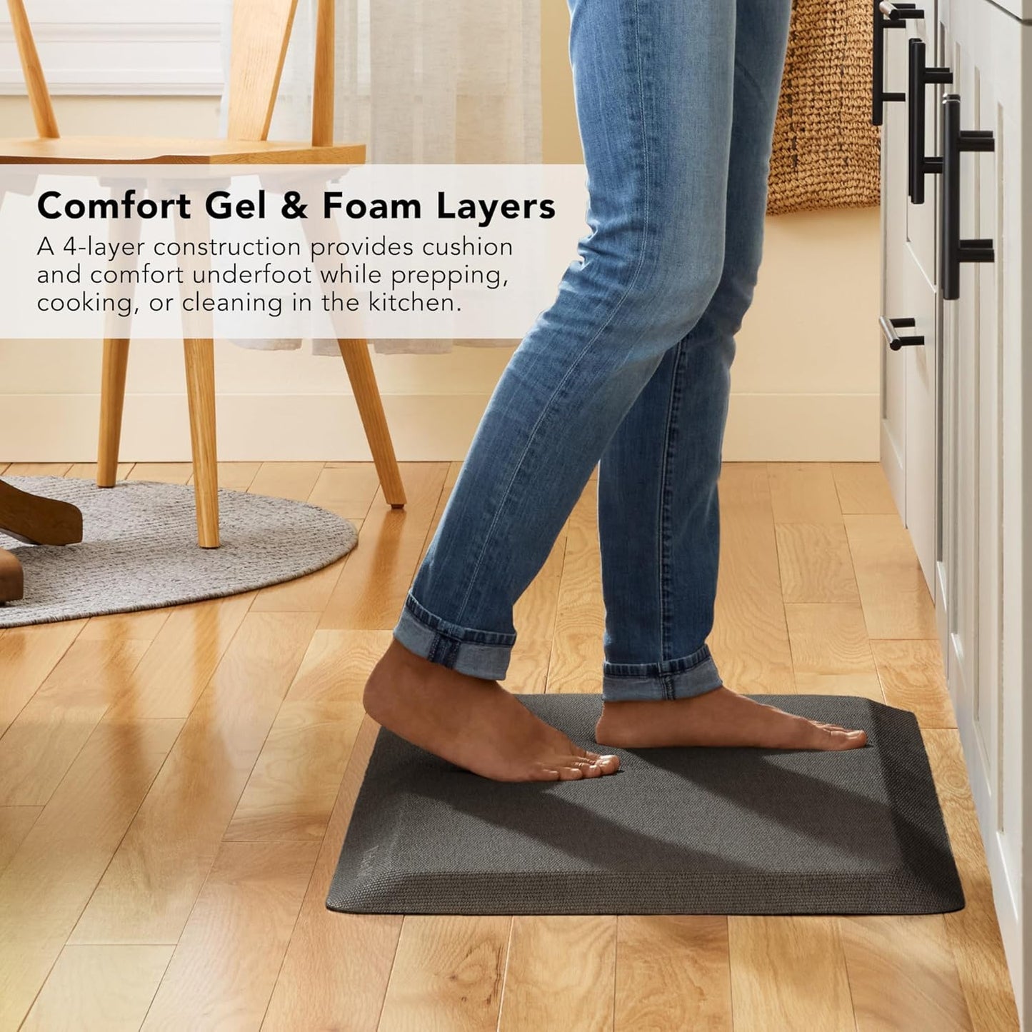 KitchenAid Gourmet Series Kitchen Comfort Gel Mat, Solid Basketweave, Charcoal Grey, 20"x39"