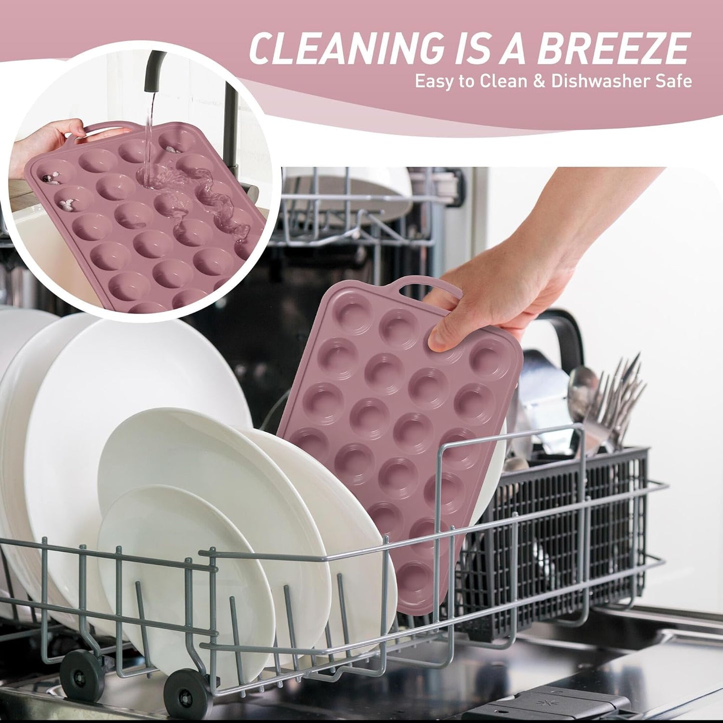 24 Cups Silicone Muffin Pan with Metal Reinforced Frame Cupcake Tray Egg Mold for Kitchen 2025 First Apartment Essentials New Home Must Haves Things House Warming Decor Housewarming Hostess Host Gifts