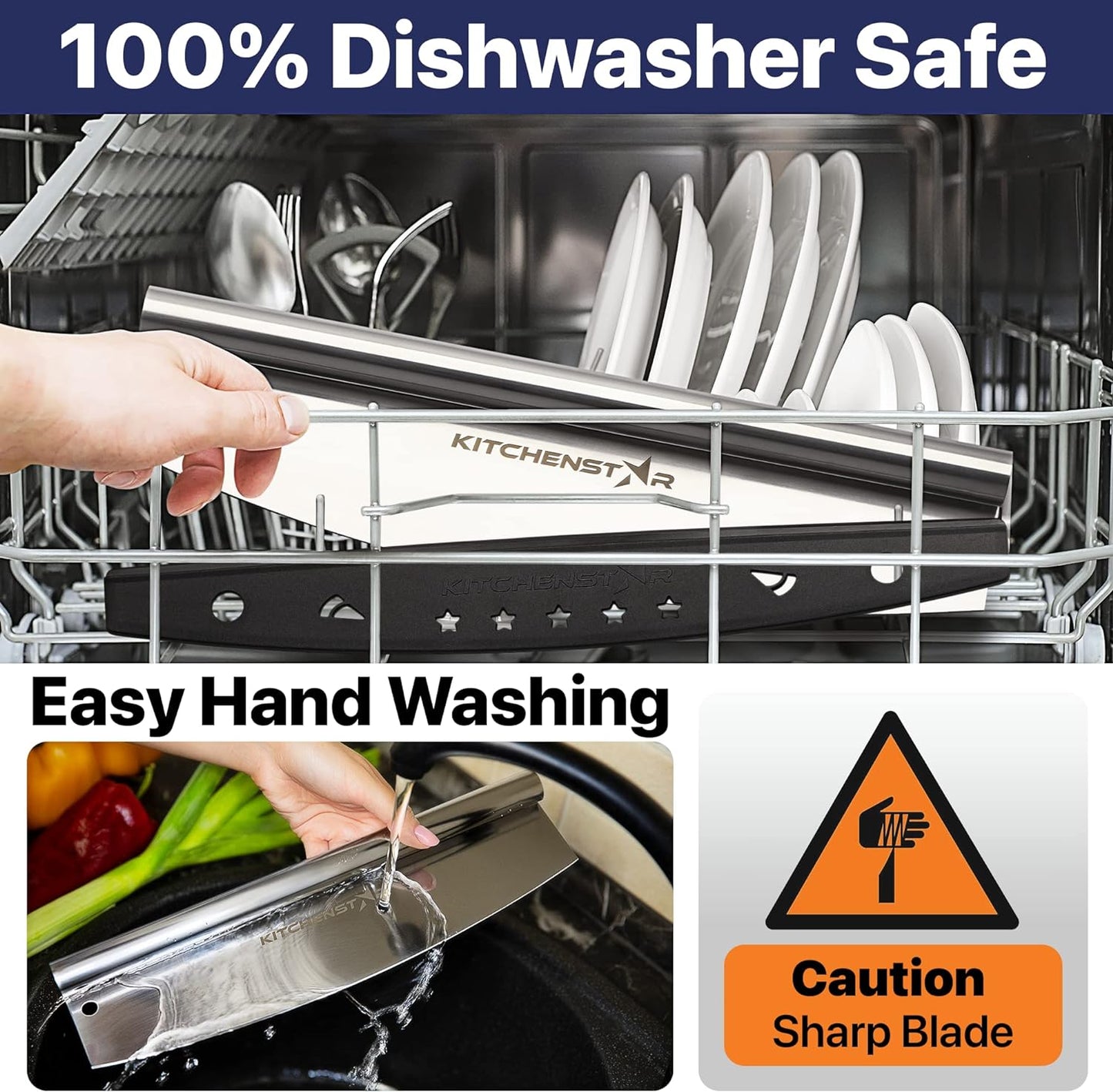 KitchenStar 12-Inch Pizza Cutter Rocker Blade - Sharp Stainless Steel Slicer Knife, Protective Cover, Dishwasher Safe, Small - Professional Pizza Oven Accessories