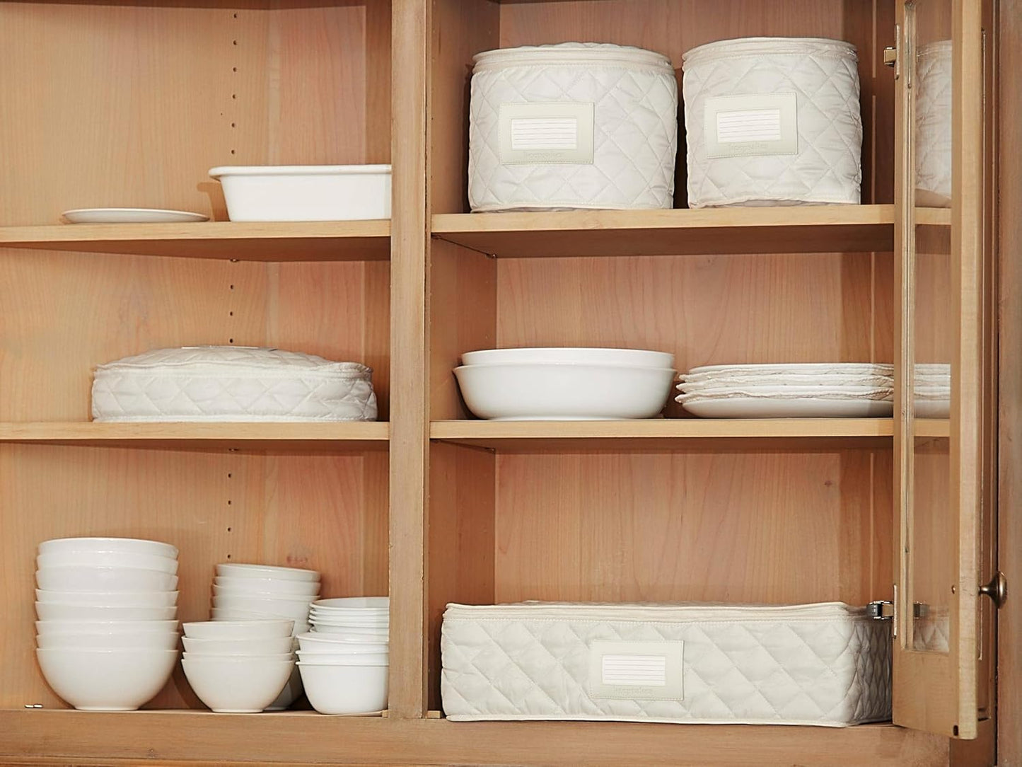 Covermates Keepsakes - Quilted Divider Set - Set of 4 - Scratch & Breakage Protection - Stain Resistant - Machine Washable - China Storage, Cream