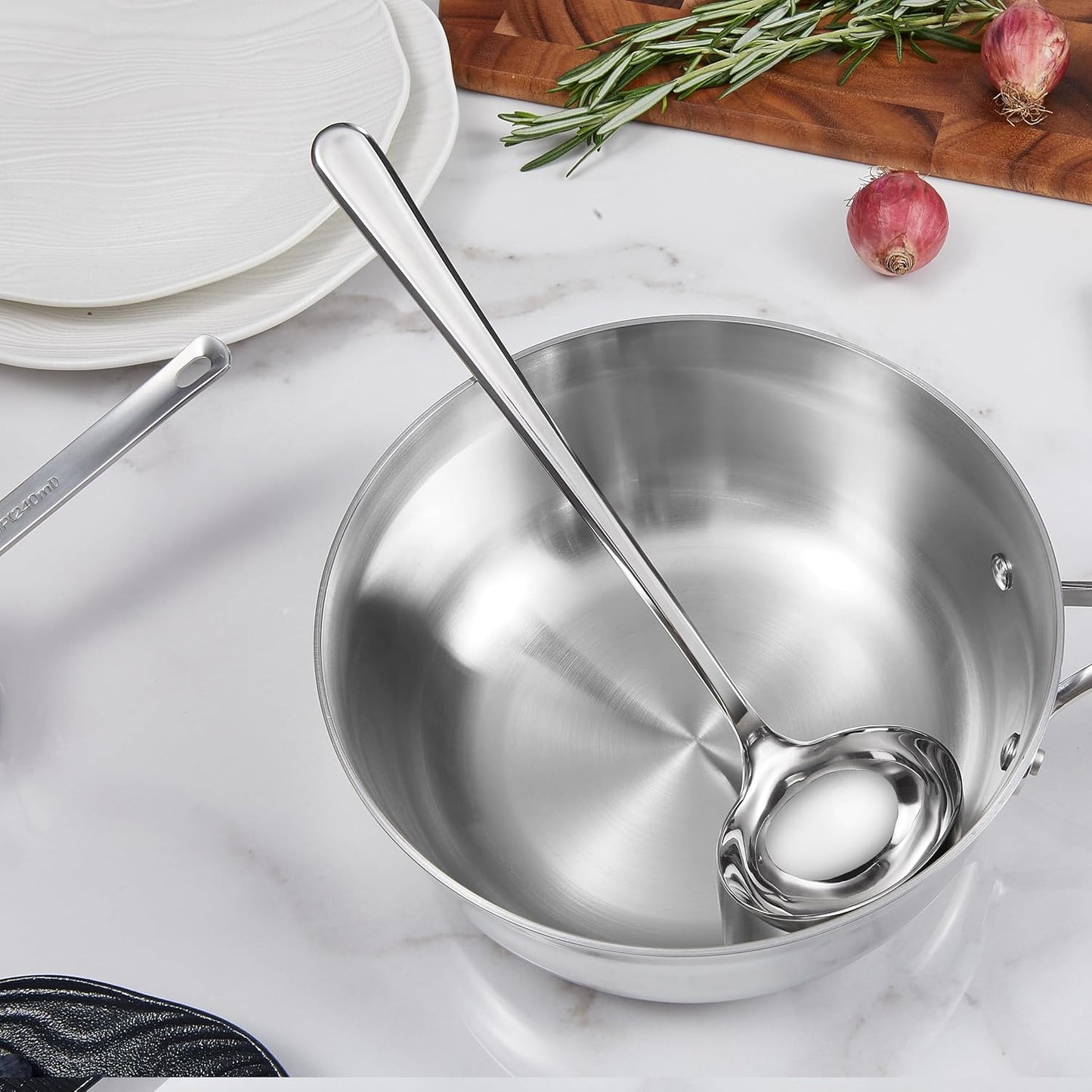 KEAWELL Premium 11" Verona Ladle, 18/10 Stainless Steel, Heavy-Duty with Deep Bowl, High-Polished Finish, Ergonomic Handle for Smooth Pouring, Dishwasher Safe (1, 11" Soup Ladle)