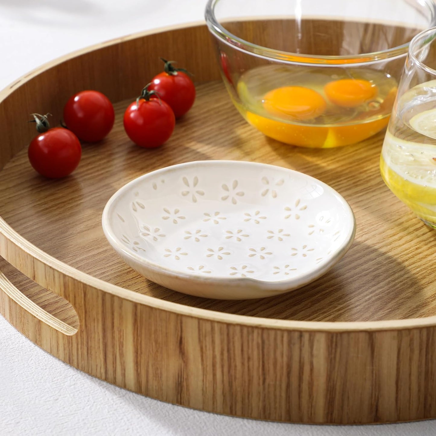 MALACASA Ceramic Spoon Rest for Stove Top, 4.8 inch Cooking Spoon Holder for Kitchen Counter,Utensil Rest for Ladle, Spatula, Spoons or Tongs, Modern Farmhouse Kitchen Décor - 01, Series LYDIA