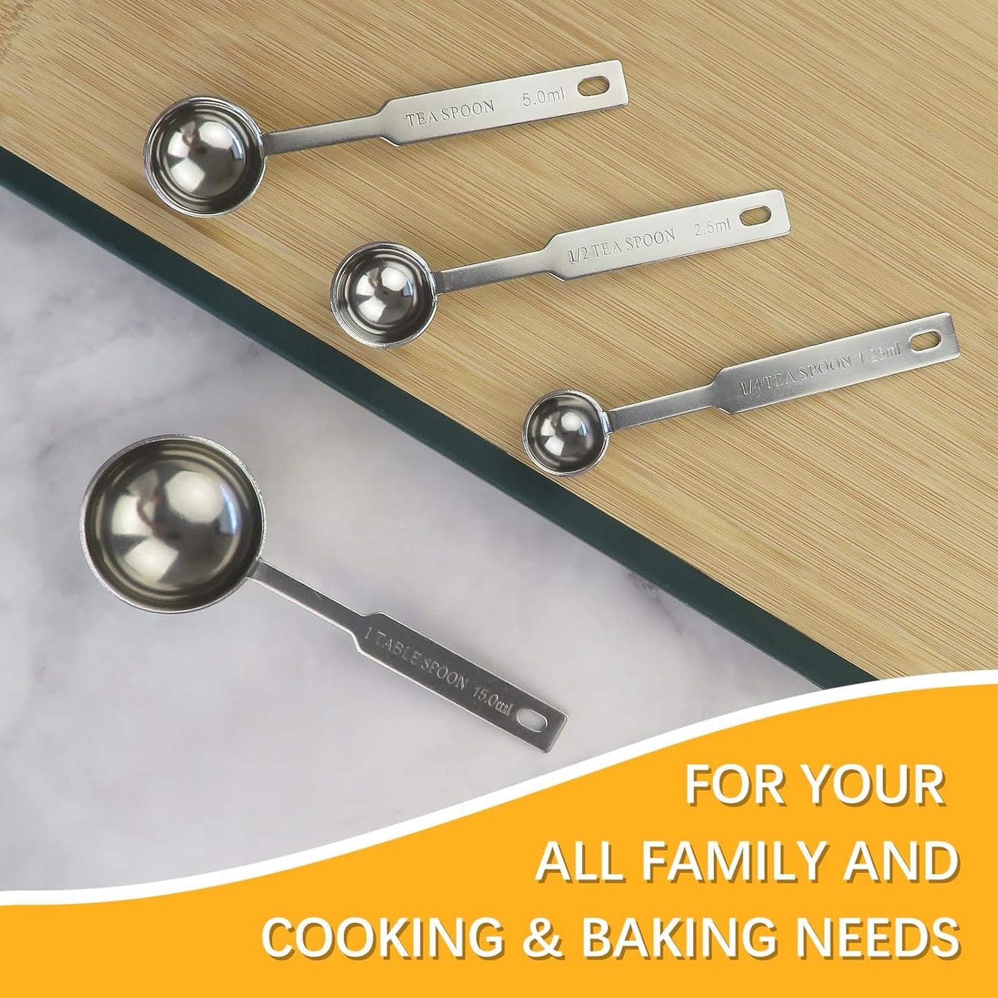 2PCS 1 Tsp(1/3tbsp, 1/6oz, 5ml) Single Measuring Spoon, Stainless Steel Individual Measure Scoop Only