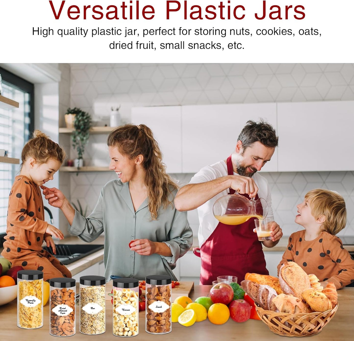 Plastic Jars with Lids 16 OZ, Plastic Jars 24 Pcs Slime Containers with Airtight Screw On Lids Leak Proof Clear Storage Containers Jar Empty for Kitchen & Household Food Storage