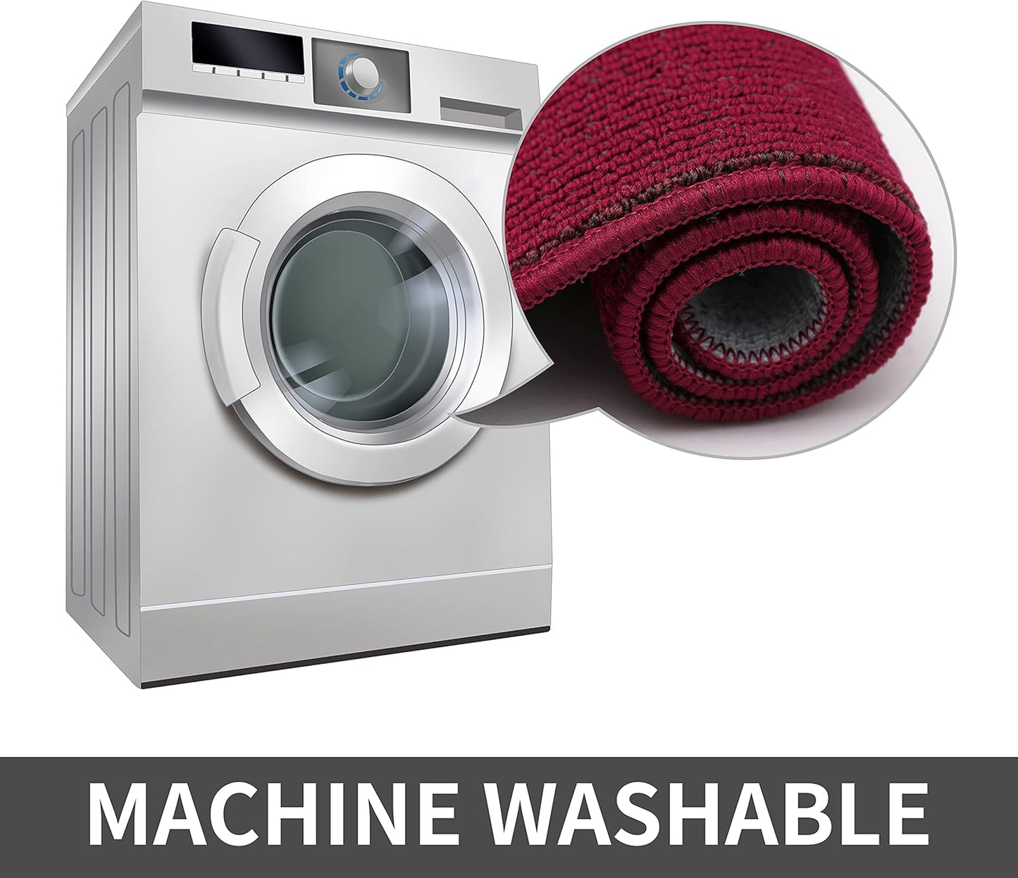 COSY HOMEER 20X48 Inch Kitchen Rug Mats Made of 100% Polypropylene Strip TPR Backing Soft Kitchen Mat Specialized in Anti Slippery and Machine Washable,for Kitchen, Floor Home,Office,Sink,Laundry,Red