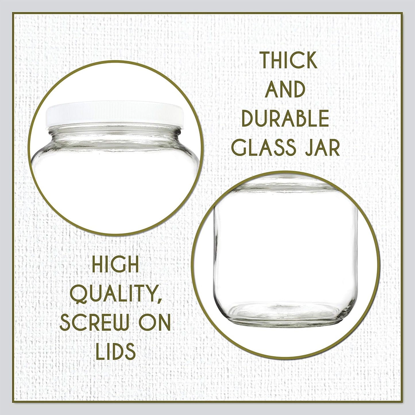 kitchentoolz Half Gallon Mason Jar - Glass Jar Wide Mouth with Airtight Foam Lined Plastic Lid - 1/2 Gallon Jar for Sourdough Starter, Fermenting Kombucha Kefir, Pickling, & Canning 2 Pack