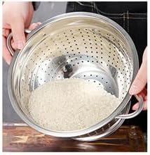 Stainless Steel Colander Mesh Metal Strainer Pasta Rice 5-Quart Strainer with Handle Dishwasher Safe (VS-02)