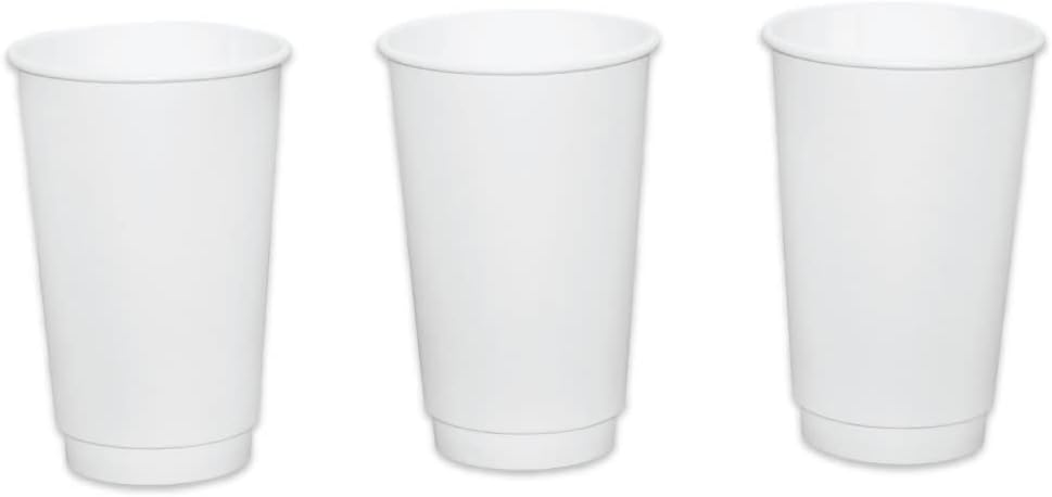 Insulated Paper Cups for Coffee & Tea Made in USA | Recyclable Double Wall Disposable To-Go Cups for Hot Beverages | Sturdy, Food Safe, and Eco-Friendly Hot Cups (16 oz, 200 Count)