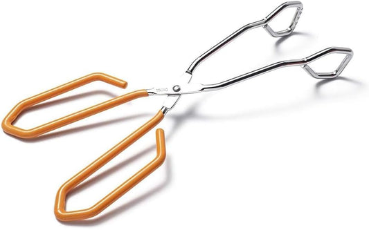 11 Inch Hiash Orange Stainless Steel Scissor Tongs, Kitchen Tongs for Cooking