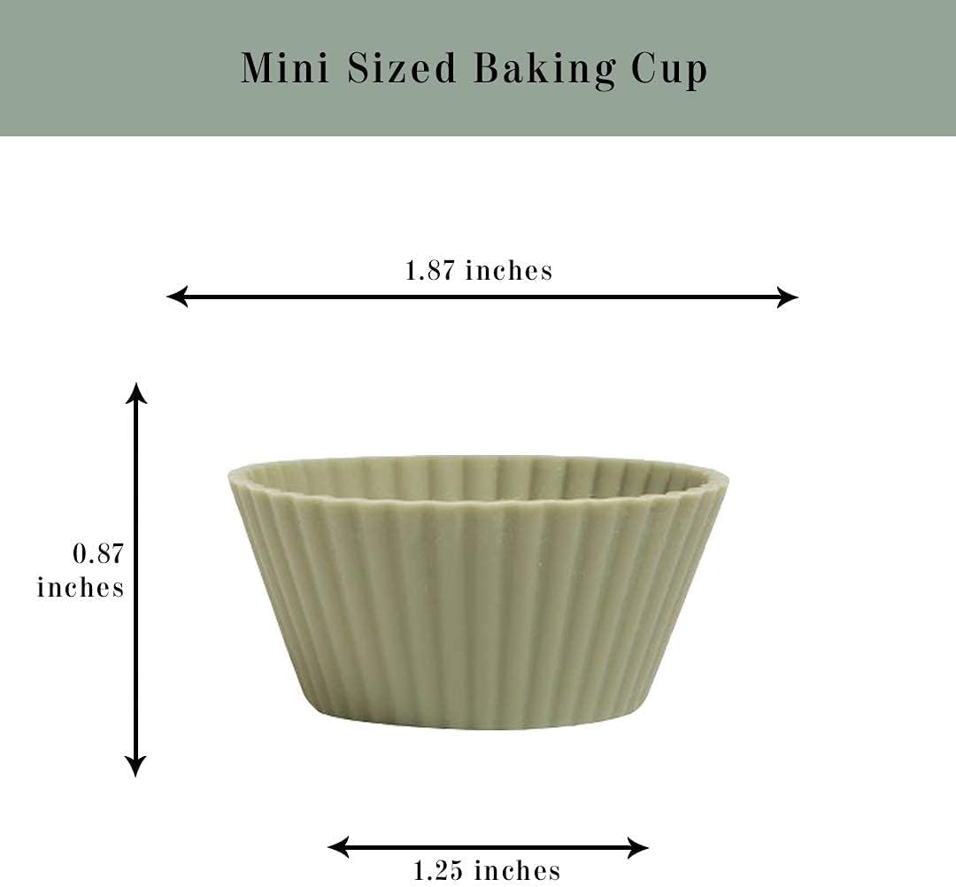 The Silicone Kitchen Reusable Mini Silicone Baking Cup, Non-Toxic, BPA Free, Dishwasher Safe, Mini, 24 Pack, White Blue Green