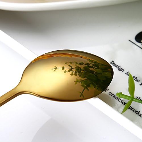 Set of 10 Long-Handle Spoons for Iced Tea, Coffee, and Desserts - Stainless Steel With Gold Plating Mixing Spoons