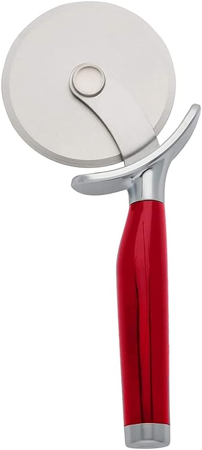 KitchenAid Classic Pizza Wheel with Sharp Blade For Cutting Through Crusts, Pies and More, Built In Finger Guard for Safety and Comfort Grip to Protect Fingers, Dishwasher Safe, 9-Inch, Red