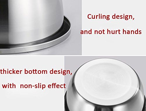 meleg otthon Stainless Steel Bowl,1.5QT Salad Bowl,Metal Bowls,Stainless Steel Basin, Deeper Edge Mirror Finish Dishwasher Safe bowl (S)…